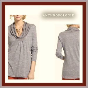 Anthropologie Charcoal Grey Detailed Cowl Neck Pleated Front Sweater Size M